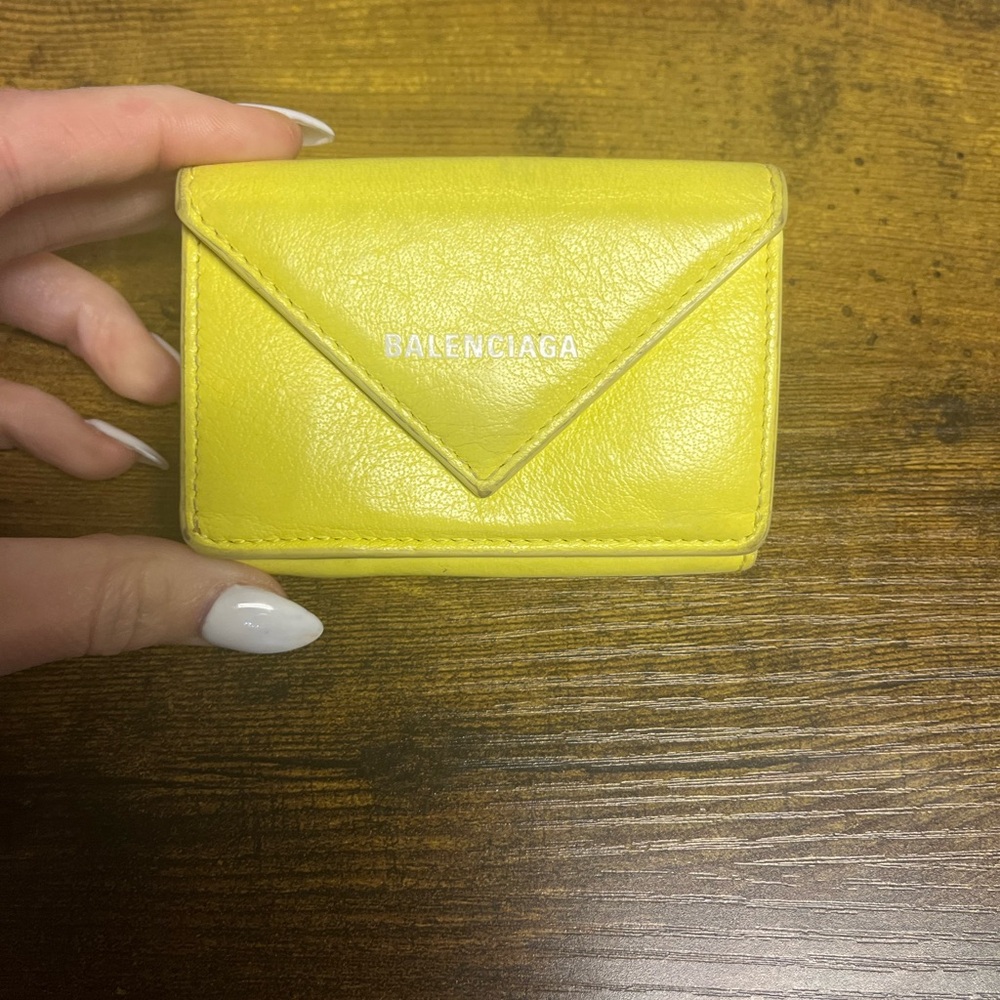 Balenciaga Yellow Leather Mini Wallet - unisex